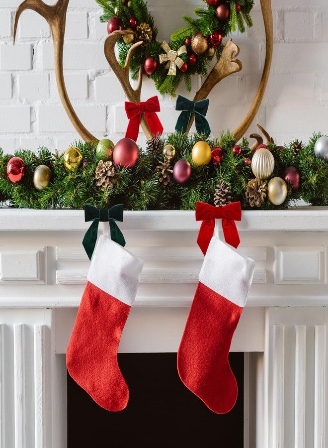 Daifunli 24 Pcs Velvet Christmas Bows for Christmas Tree 4.72" Rustic Crafts Gift Velvet Ribbon Bows Twist Tie Bows for Xmas Wreaths Garland Gift Wrapping Wedding Decor(Red,Green) - Image 3